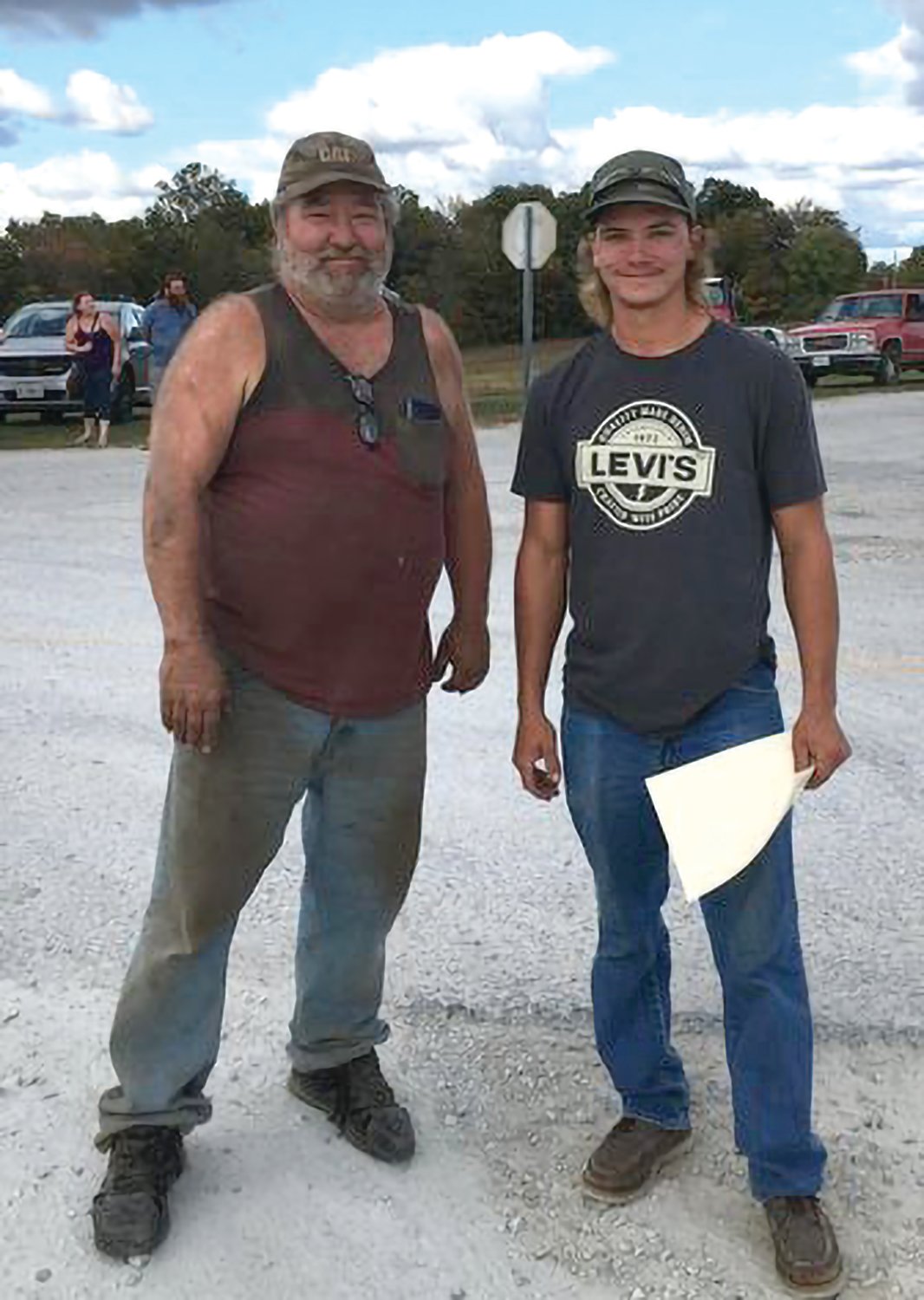 Burnout winners were Dalton Borders, Mansfield, who took first place, on right, with Raymond Wilson, Seymour, second place.